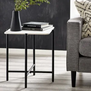 Julian Bowen Siena White Marble Lamp Table