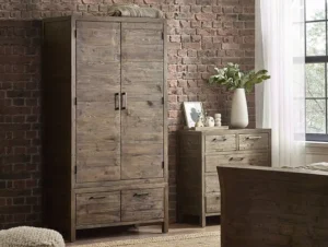 ASC Hatton Reclaimed Pine 2 Door 2 Drawer Wardrobe (Part Assembled)