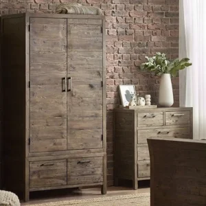 ASC Hatton Reclaimed Pine 2 Door 2 Drawer Wardrobe (Part Assembled)