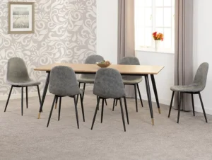 Seconique Hamilton 180cm Dining Table with 6 Athens Grey Faux Leather Chairs