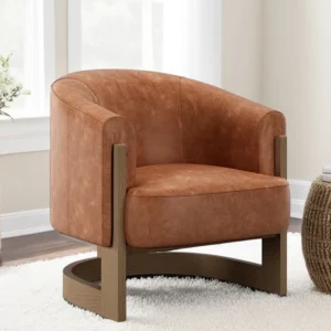Kyoto Lennox Tan Faux Leather Accent Chair