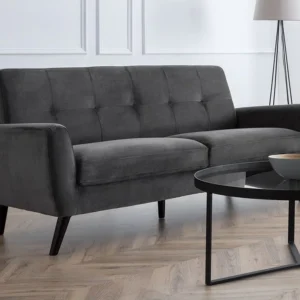 Julian Bowen Monza Grey Velvet 3 Seater Sofa