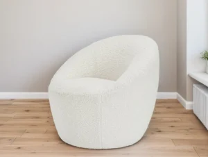 LPD Cocoon White Boucle Fabric Occasional Chair