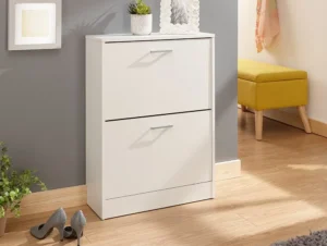 GFW Stirling White 2 Tier Shoe Cabinet