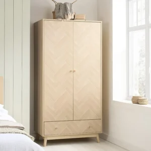 Birlea Herringford Light Oak 2 Door 1 Drawer Wardrobe