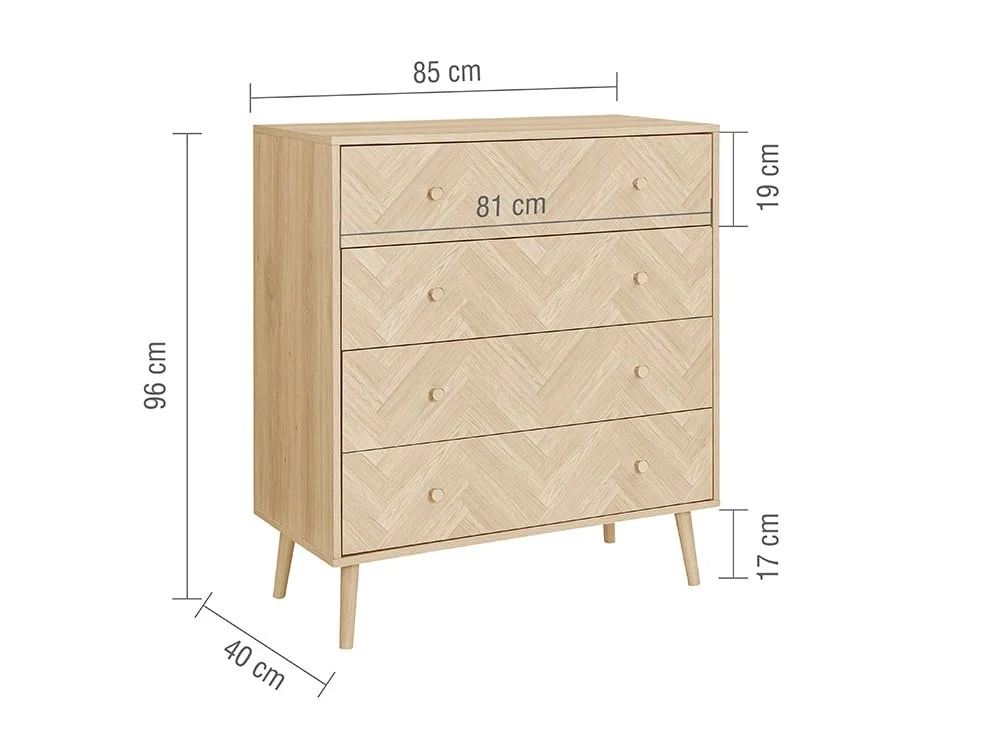 Birlea Herringford Light Oak 4 Drawer Chest of Drawers - Image 6