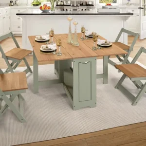 Seconique Santos Butterfly Green and Pine Dining Table and 4 Chairs