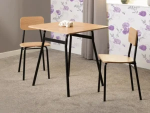 Seconique Warren Black and Russet Oak Dining Table and 2 Chairs