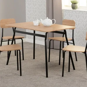 Seconique Warren Black and Russet Oak Dining Table and 4 Chairs