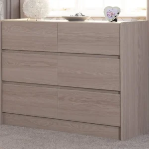 Seconique Paris Smoked Ash 6 Drawer Chest of Drawers