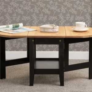 Seconique Santos Black and Pine Drop Leaf Coffee Table