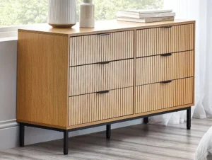 Julian Bowen Sia Oak 6 Drawer Chest of Drawers
