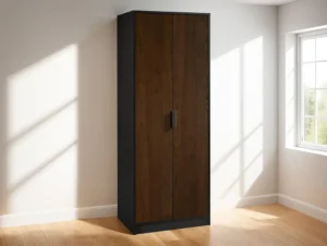 Julian Bowen Alba Black and Walnut 2 Door Wardrobe