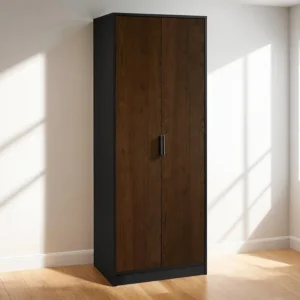Julian Bowen Alba Black and Walnut 2 Door Wardrobe