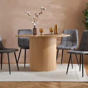 Birlea Axel Round Oak Dining Table and 4 Chair Set