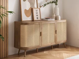 Birlea Noah Rattan and Oak 3 Door Sideboard