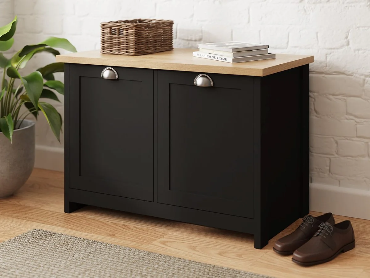 GFW Lancaster Black 2 Door Shoe Storage