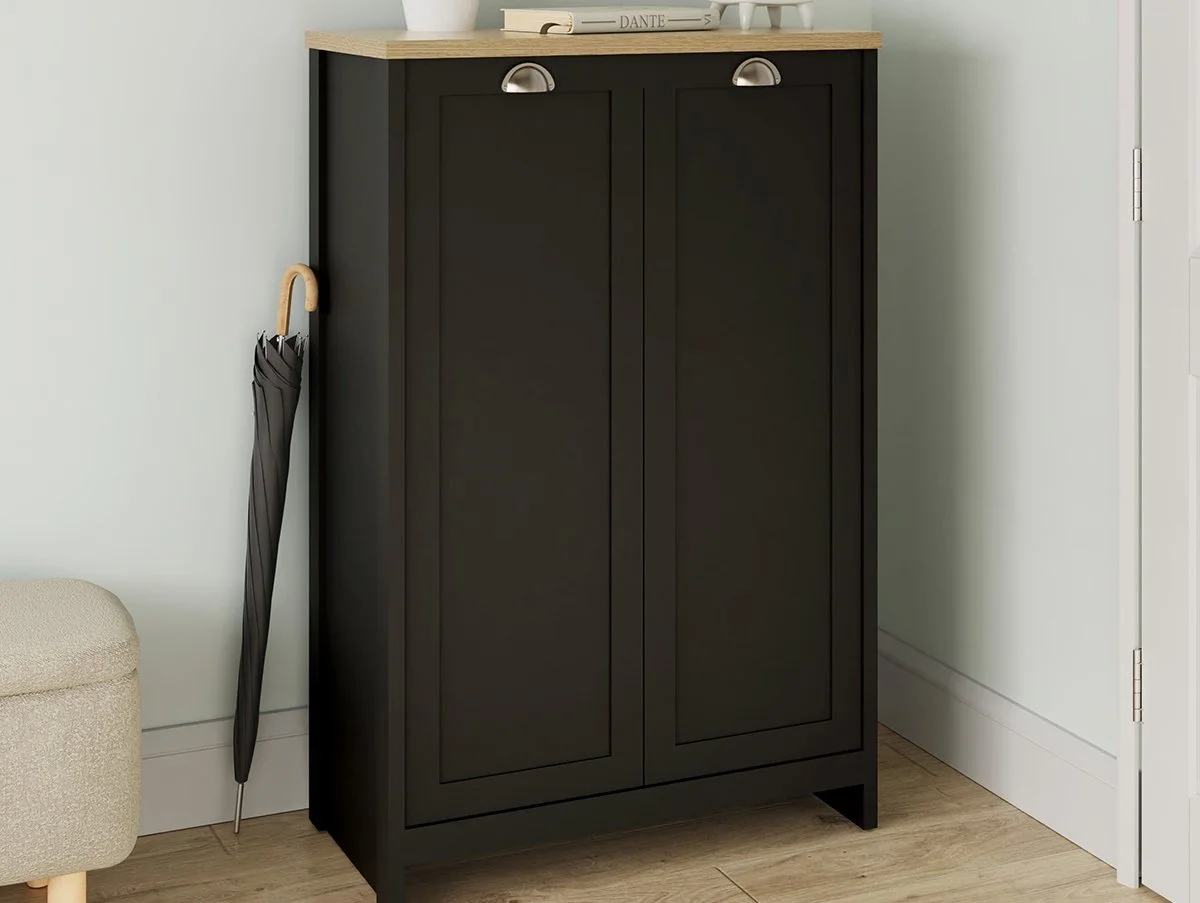 GFW Lancaster Black 2 Door Shoe Cabinet