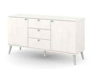 Core Augusta Curve White Sideboard with 2 Doors 3 Drawers