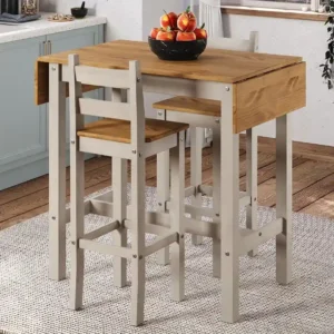 Core Corona Grey and Waxed Pine Drop Leaf Dining Table and Chairs Set