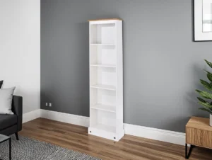 Core Corona White Wax Wooden Tall Bookcase