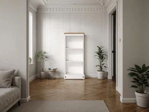 Core Corona White Wax Wooden Low Bookcase