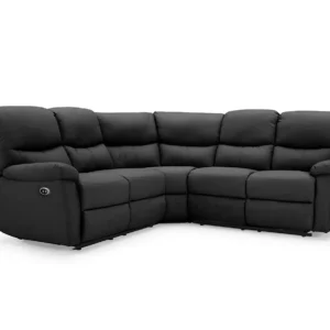 TGC Benji Black Faux Leather Power Recliner Corner Sofa