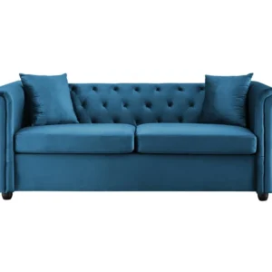TGC Cambridge Blue Velvet Fabric 3 Seater Sofa
