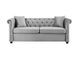 TGC Cambridge Grey Velvet Fabric 3 Seater Sofa