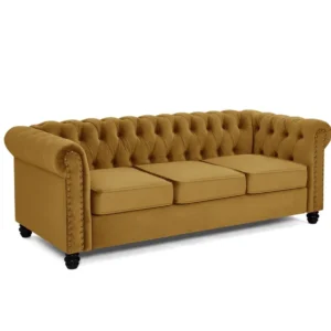 TGC Chester Gold Velvet Fabric 3 Seater Sofa