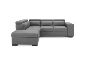 TGC Crimson Grey Faux Leather Left Hand Corner Sofa with Storage