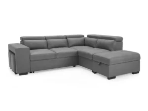 TGC Crimson Grey Faux Leather Right Hand Corner Sofa with Storage