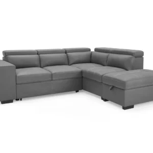 TGC Crimson Grey Faux Leather Right Hand Corner Sofa with Storage