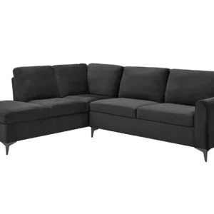 TGC Elise Black Velvet Fabric Left Hand Corner Sofa