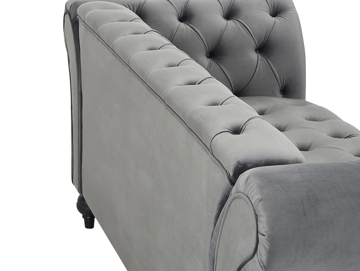 TGC Monroe Grey Velvet Fabric 3 Seater Sofa - Image 4