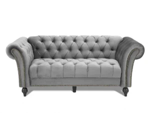 TGC Monroe Grey Velvet Fabric 3 Seater Sofa