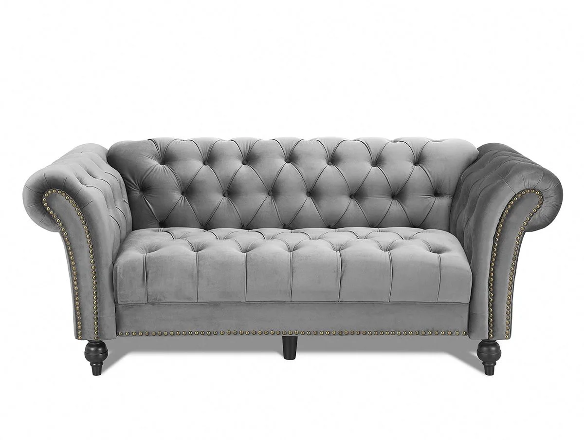 TGC Monroe Grey Velvet Fabric 3 Seater Sofa