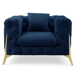 TGC Panther Blue Velvet Fabric Chair
