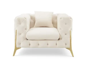 TGC Panther Cream Velvet Fabric Chair