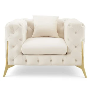 TGC Panther Cream Velvet Fabric Chair