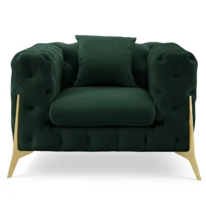 TGC Panther Green Velvet Fabric Chair