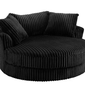TGC Skye Black Jumbo Cord Fabric Swivel Loveseat Chair