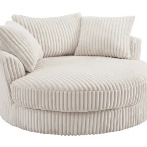 TGC Skye Cream Jumbo Cord Fabric Swivel Loveseat Chair