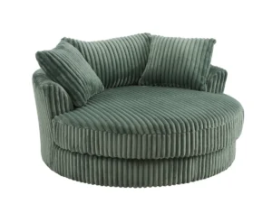 TGC Skye Green Jumbo Cord Fabric Swivel Loveseat Chair