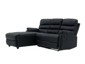 TGC Colin Black Faux Leather Left Hand Chaise Recliner Corner Sofa