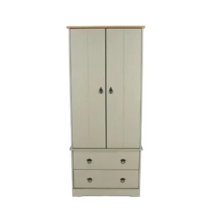 Core Corona Compact Grey and Waxed Pine 2 Door 2 Drawer Wardrobe