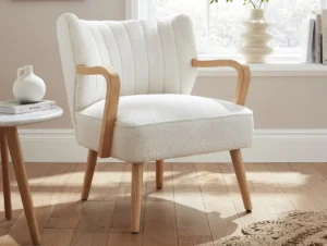 GFW Enzo Cream Boucle Fabric Accent Chair