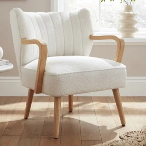GFW Enzo Cream Boucle Fabric Accent Chair