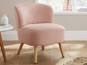 GFW Evie Blush Pink Velvet Fabric Accent Chair