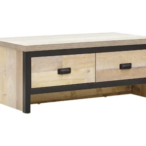 GFW Boston Oak Wooden 2 Drawer Coffee Table